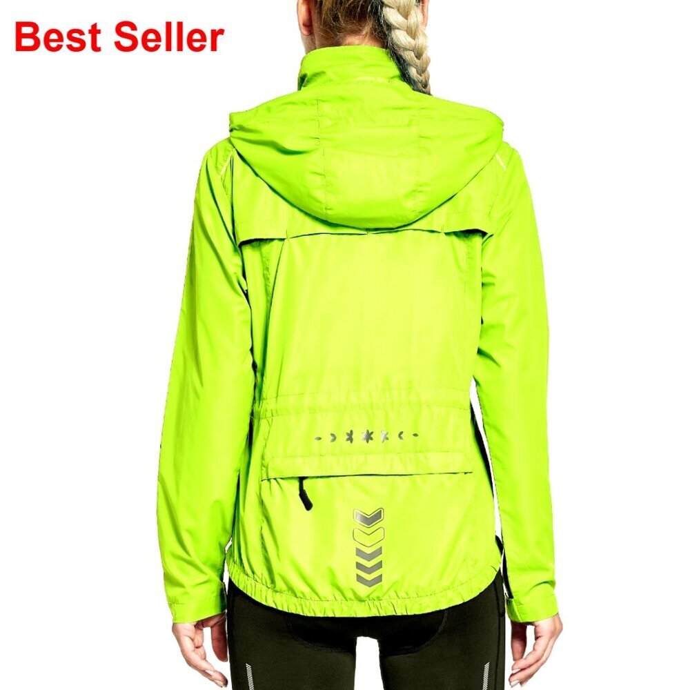 Lightweight Windproof Running Jacket with Hood and Reflective Details